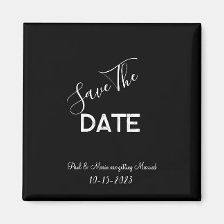 Íman Salvar a data de casamento minimalista preto e bra