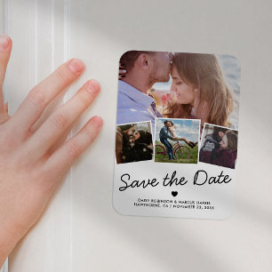 Íman Salvar a data de casamento simples com 4 fotos
