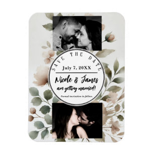 Íman Salvar a data floral de aquarela em oliva empoeira