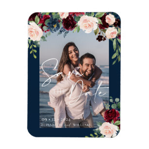 Íman Salvar a Data Foto Azul Marinho Borgonha e Bege