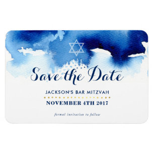Íman SALVAR A DATA MITZVAH - moderna cor azul-estrela