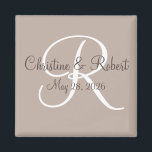 Íman Salvar a data monograma<br><div class="desc">Anuncie a data do casamento ou aniversário enviando um imã monograma. Personalize com seus nomes e datas. Escolhido de diferentes tamanhos.</div>