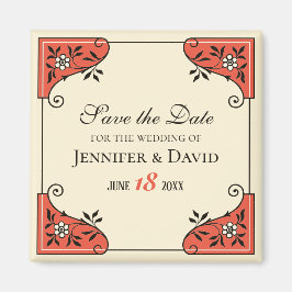 Íman Salvar a data Vintage do quadro floral legante