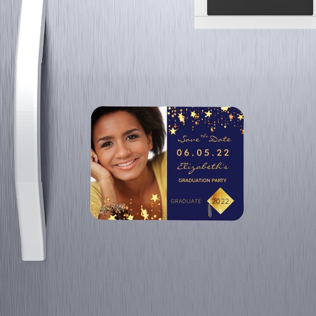 Íman Salvar a festa de formatura de fotos de 2022 azul (Criador carregado)