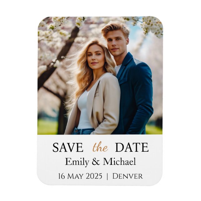 Íman Salvar A Foto De Convite De Casamento De Data (Vertical)
