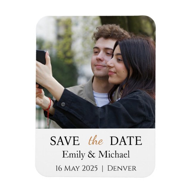 Íman Salvar A Foto De Convite De Casamento De Data (Vertical)