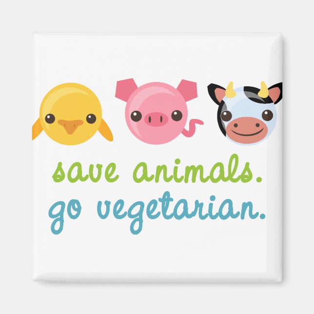 Íman Salvar animais em vegetariano (Frente)