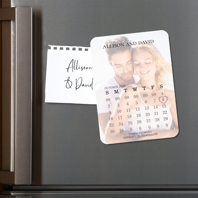 Íman Salvar calendário de fotos de casamento de data si (Wedding save the date photo magnet. )