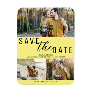 Íman Salvar data de casamento amarelo 3 fotos
