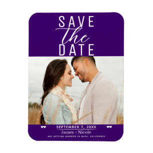 Íman Salvar data de casamento com foto em roxo índigo m