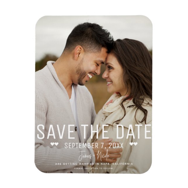 Íman Salvar data de casamento com foto moderna minimali (Vertical)