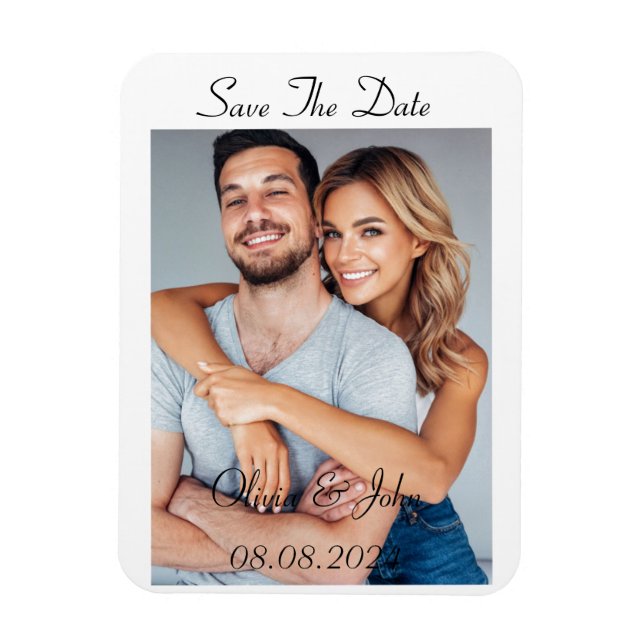 Íman salvar o cartão com fotos personalizado de data (Vertical)