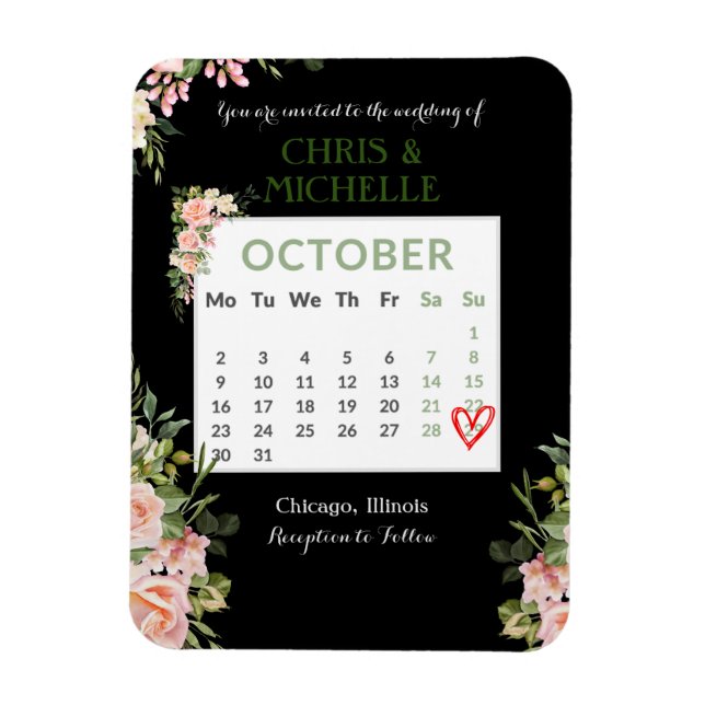 Íman Salvar o ímã do calendário de data personalizado - (Vertical)