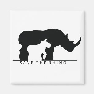 Íman Salvar o rinoceronte (o ver branco.)
