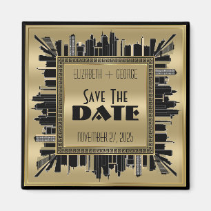 Íman Salve a data Art Deco Gatsby Glamor Dourado Black
