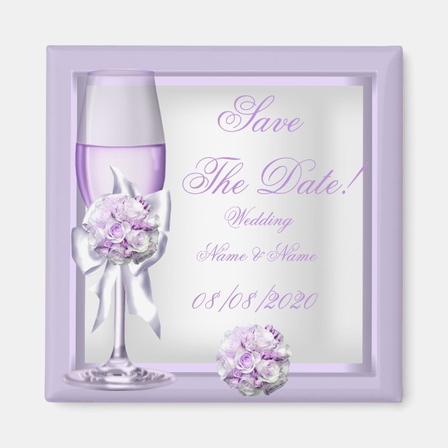 Íman Salve A Data Casamento Lavanda Roxo Lilás 3 (Frente)