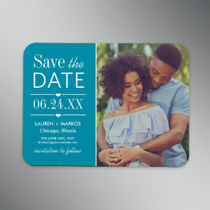 Íman Salve a Data com Foto em Painel Dividido em Azul T