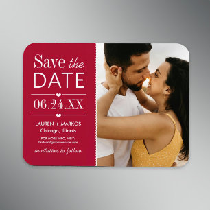 Íman Salve a Data com Painel Dividido Vermelho e Foto