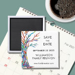 Íman Salve A Data Da Reunião Da Família Rainbow Tree<br><div class="desc">Peça à sua família para Guardar a Data da Reunião Familiar com este ímã na moda. Apresenta uma árvore genealógica colorida que foi originalmente feita em mosaico de vidro. Facilmente personalizável com seus detalhes. Use a opção Personalizar mais para alterar o tamanho, o estilo ou a cor do texto, se...</div>