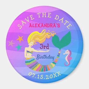 Íman Salve A Data De Aniversário Cute Mermaid