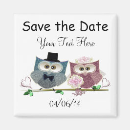Íman Salve a data de casamento Owls Art Magnet