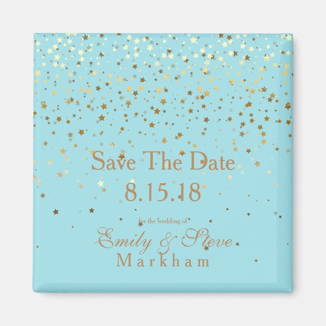Íman Salve A Data Do Ouro Petite Estrelas Magnet-Aqua (Frente)