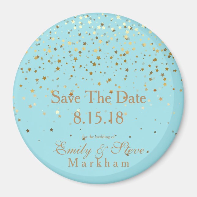 Íman Salve A Data Do Ouro Petite Estrelas Magnet-Aqua (Frente)