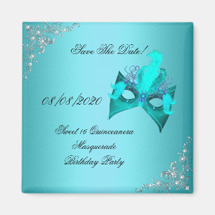 Íman Salve A Data Doce 16 Quinceanera Mascarada Azul Te