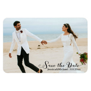 Íman salve a data, elegante foto de casamento manuscrit