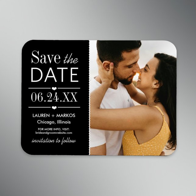 Íman Salve a Data em Foto com Painel Dividido Preto (Criador carregado)