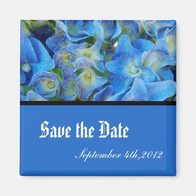 Íman salve a data, flores de hortênsia azul (Frente)