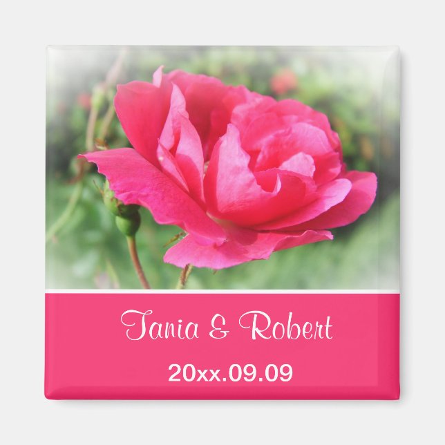 Íman salve a data, flores rosa-rosa silvestres. (Frente)