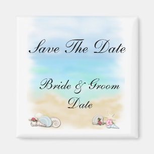 Íman Salve a data que o Seashells Beach Wedding Magnets