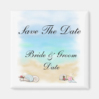 Íman Salve a data que o Seashells Beach Wedding Magnets
