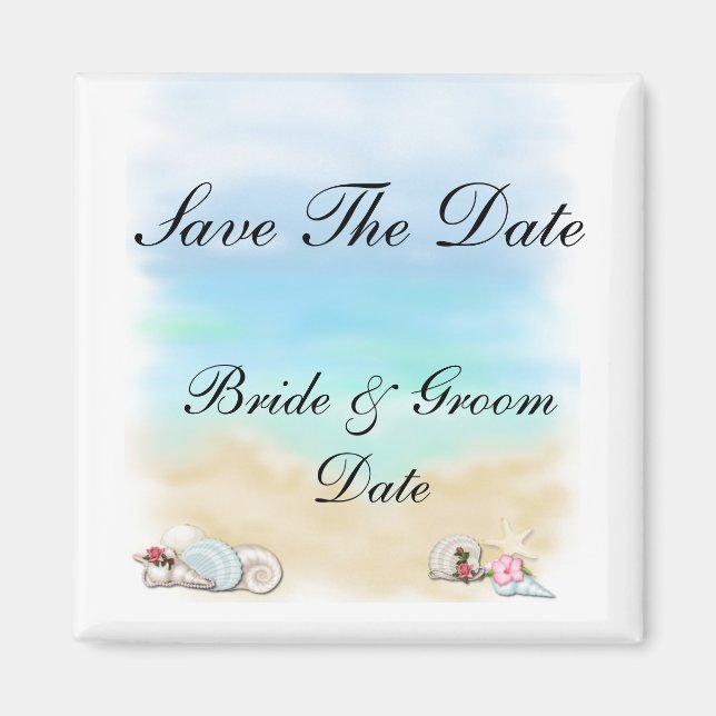 Íman Salve a data que o Seashells Beach Wedding Magnets (Frente)