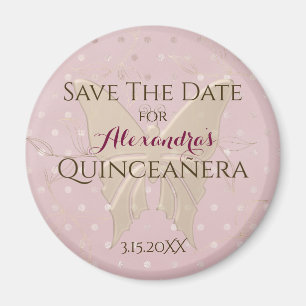 Íman Salve a Data Quinceanera em Rose Gold