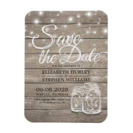 Íman Salve A Data Rústica Da Madeira Mason Jar String L