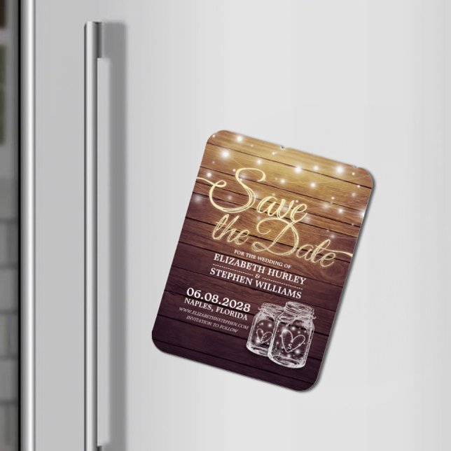 Íman Salve A Data Rústica Da Madeira Mason Jar String L (Criador carregado)