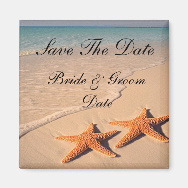 Íman Salve a data Starfish Beach Wedding Magnets (Frente)