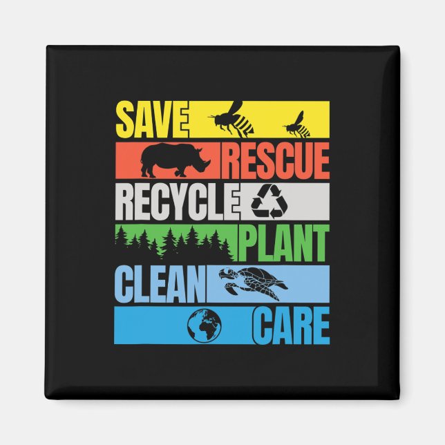 Íman Salve Abelhas Salvando Animais Limpos No Mar Dia d (Frente)