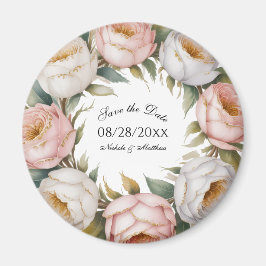 Íman Salve e Rosa Marfim Floral Save the Date