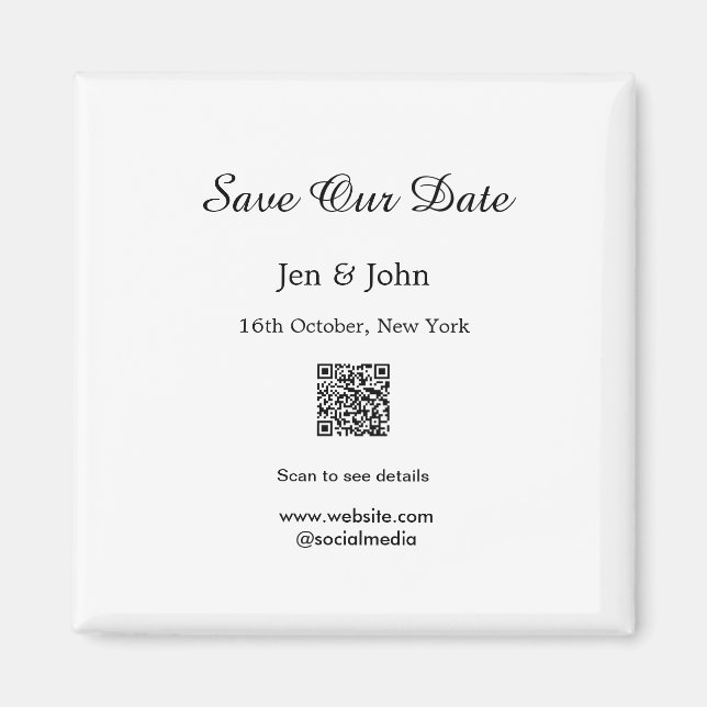 Íman Salve nossa data Leia QR para detalhes nome data s (Frente)