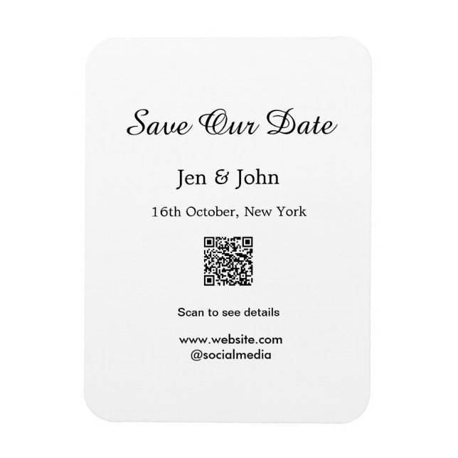Íman Salve nossa data Leia QR para detalhes nome data s (Vertical)