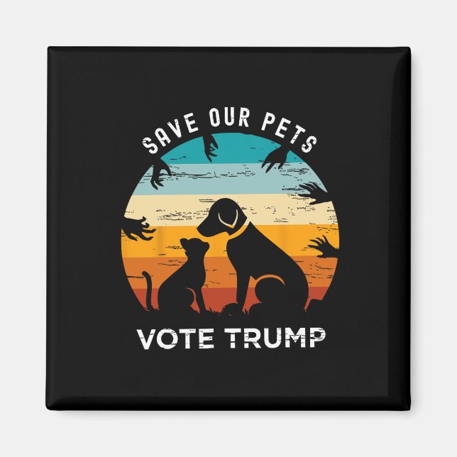 Íman Salve Nosso Pet Vote Trump 2024 Engraçado Gato Pov (Frente)
