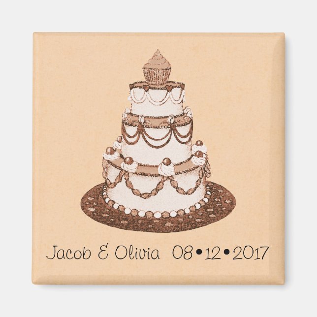 Íman Salve o Magnete de Bolo de Data de Casamento (Frente)