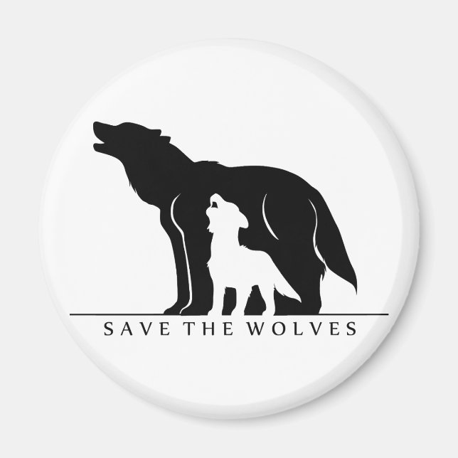 Íman Salve os Lobos (branco). (Frente)