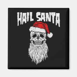 Íman Salve Santa! Crânio Antigo & Chapéu de Santa Retro