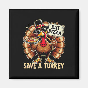 Íman Salve Uma Turquia Coma Pizza Engraçado Feliz Ação