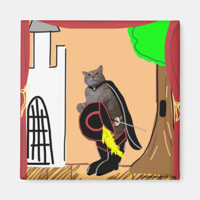 Íman Sam Le Cat Esquecendo Seu Magnet De Linhas (Frente)