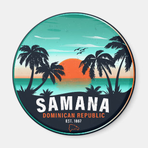 Íman Samaná Beach Dominicana Retro Sunset Souvenir 60s
